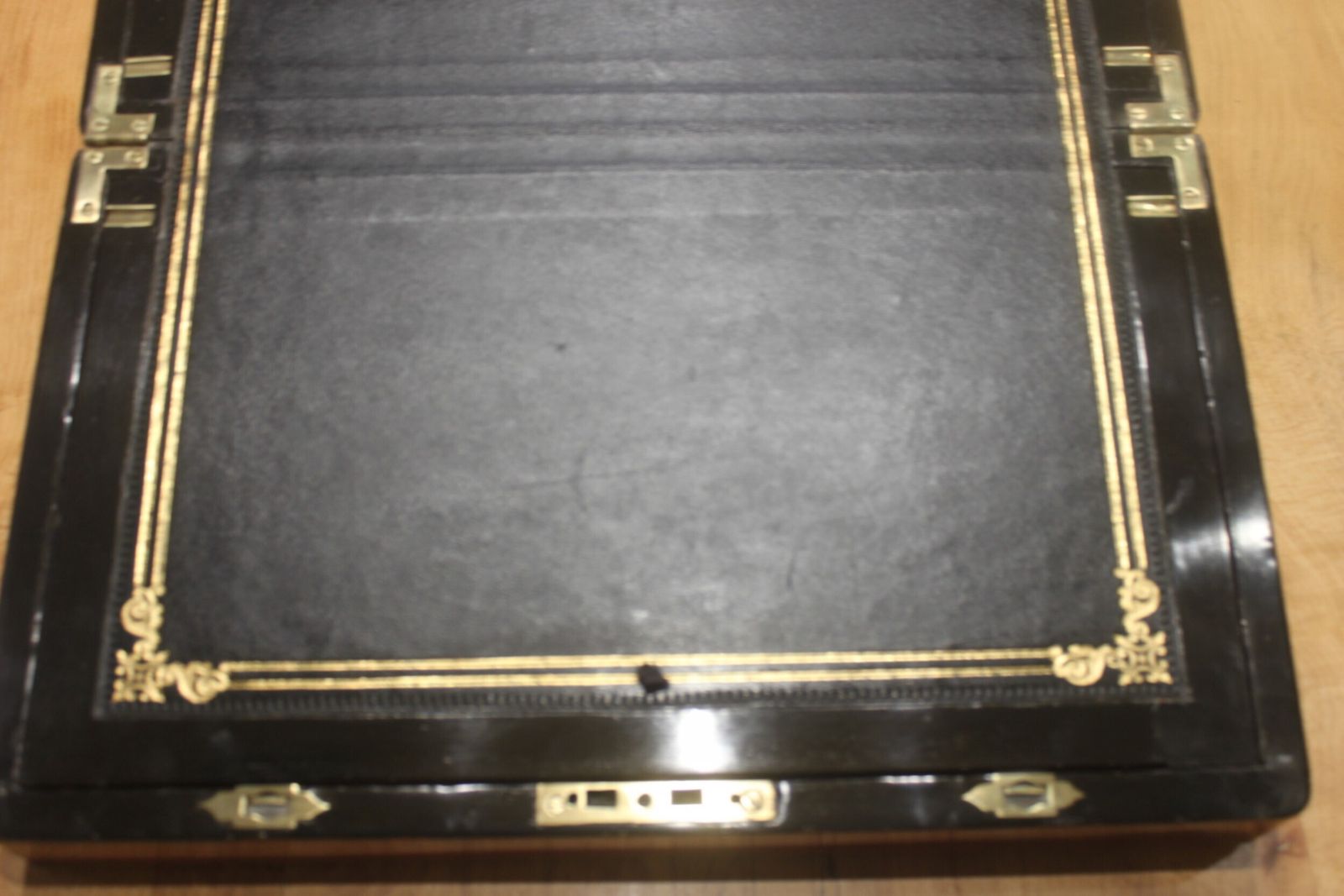 Victorian Walnut And Brass Bound Writing Slope With Bramah Lock, Key And Secret Drawers photo buy