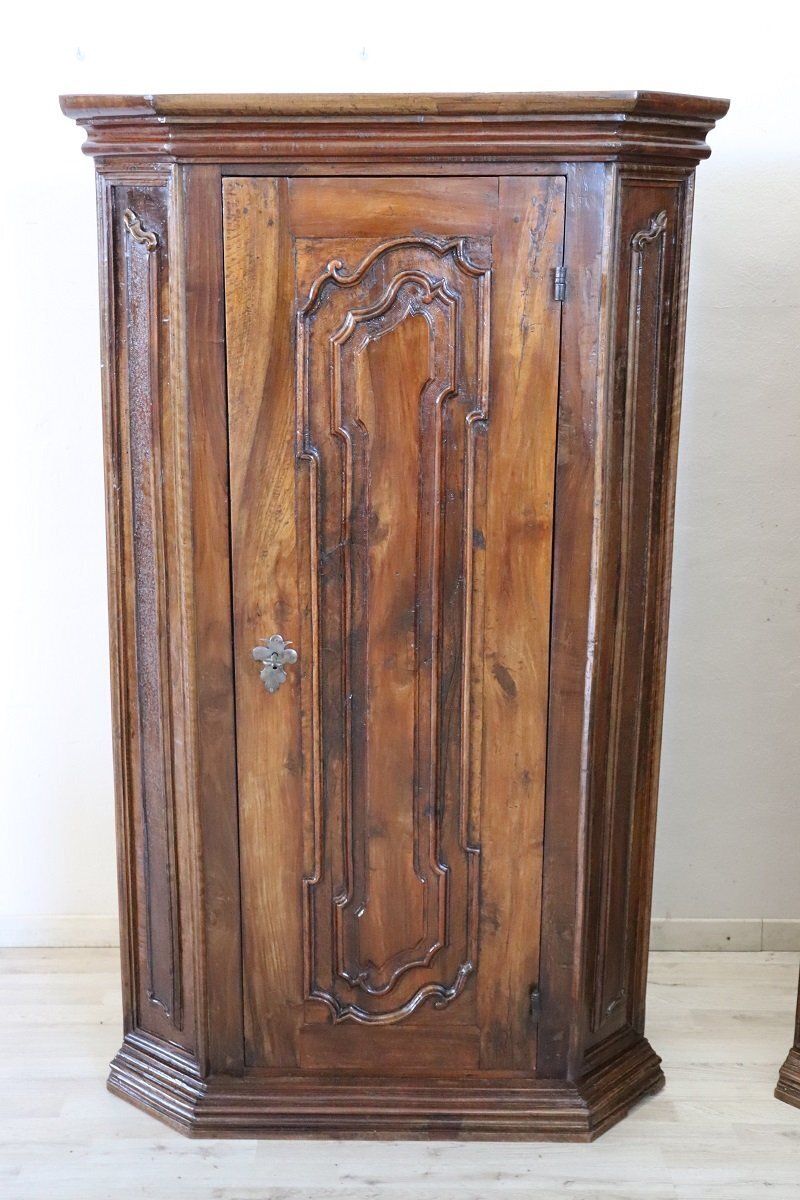 Antique Walnut Corner Cabinets, 1600s, Set Of 2 photo Furniture