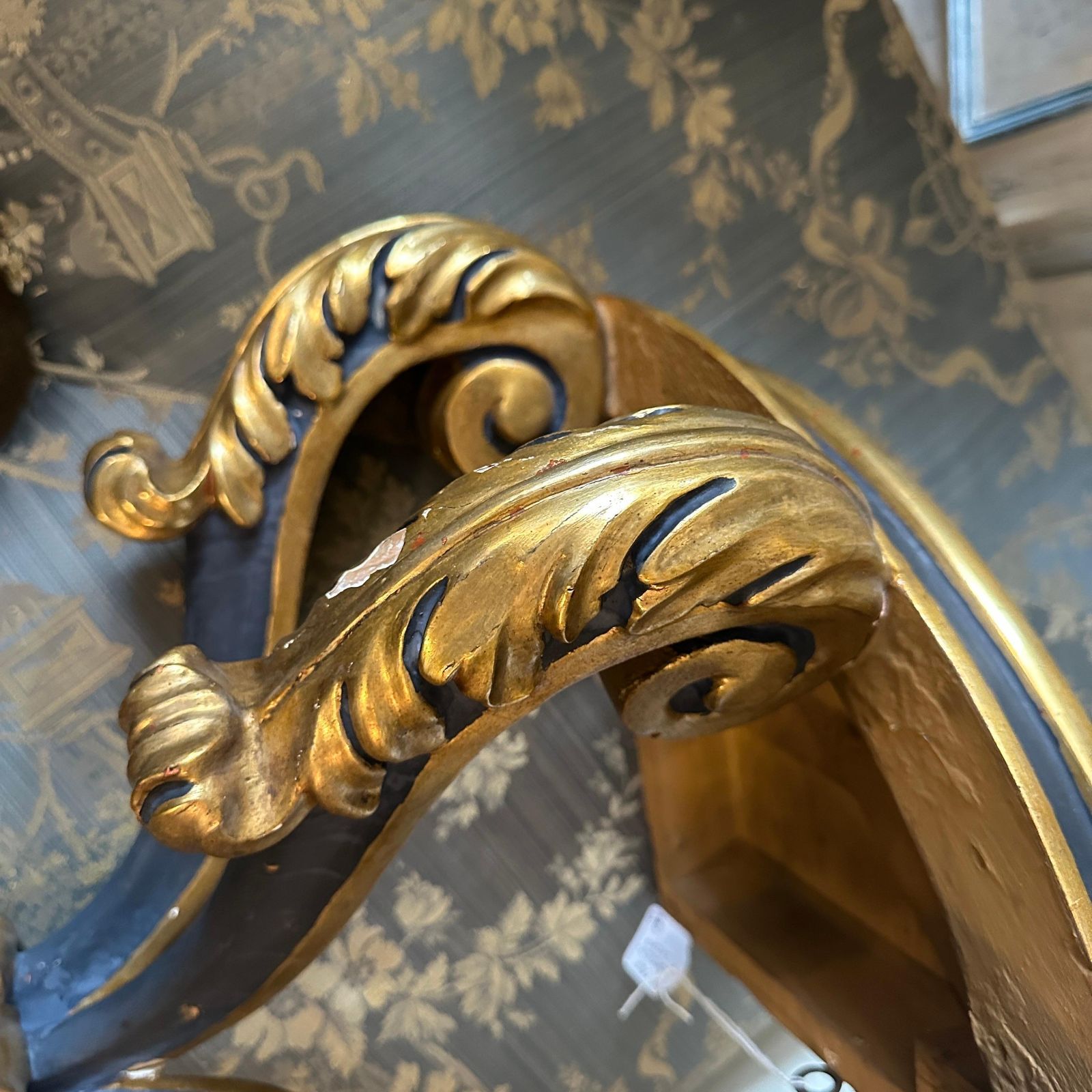 Baroque Revival Blue Lacquered And Gilded Wood Italian Corner Console Table photo for sale