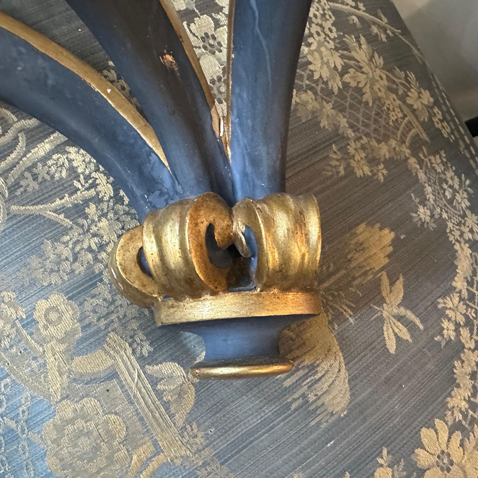 758.0 Baroque Revival Blue Lacquered And Gilded Wood Italian Corner Console Table photo