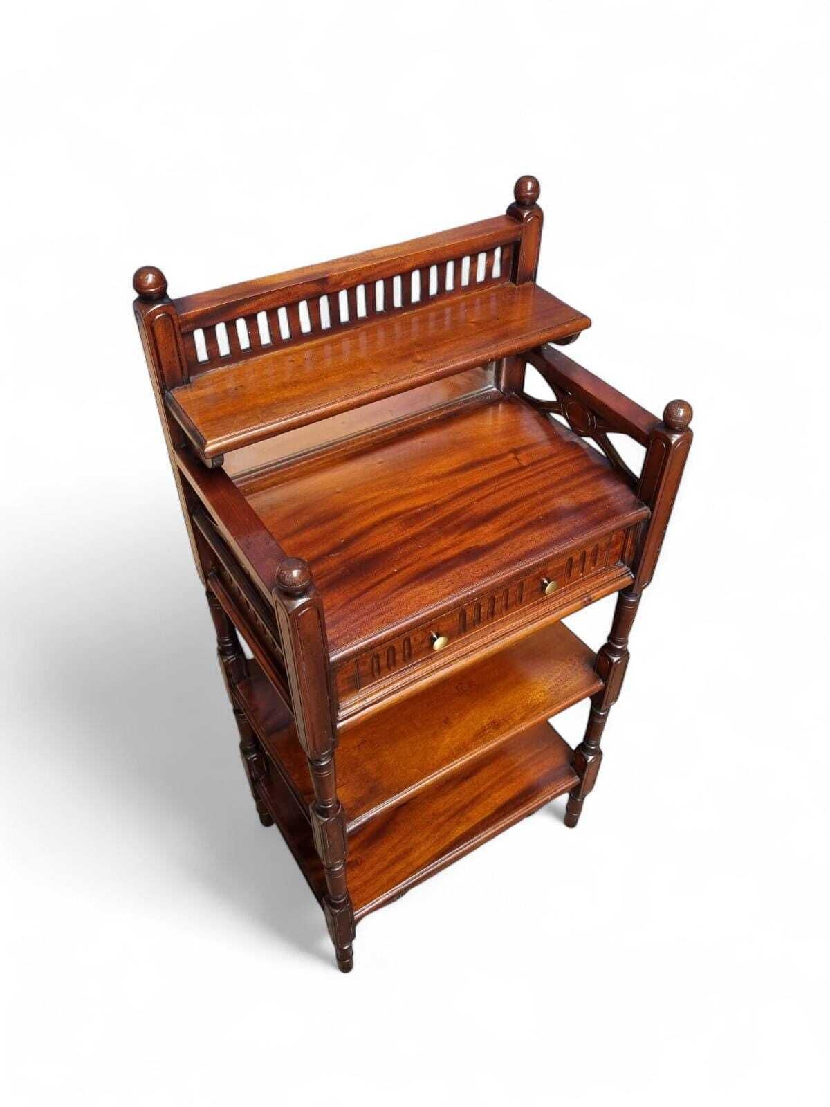 Antique Victorian Mahogany Whatnot With Mirror And Drawer photo furniture