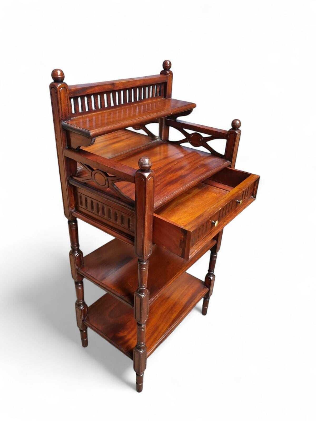 Antique Victorian Mahogany Whatnot With Mirror And Drawer photo 370.0