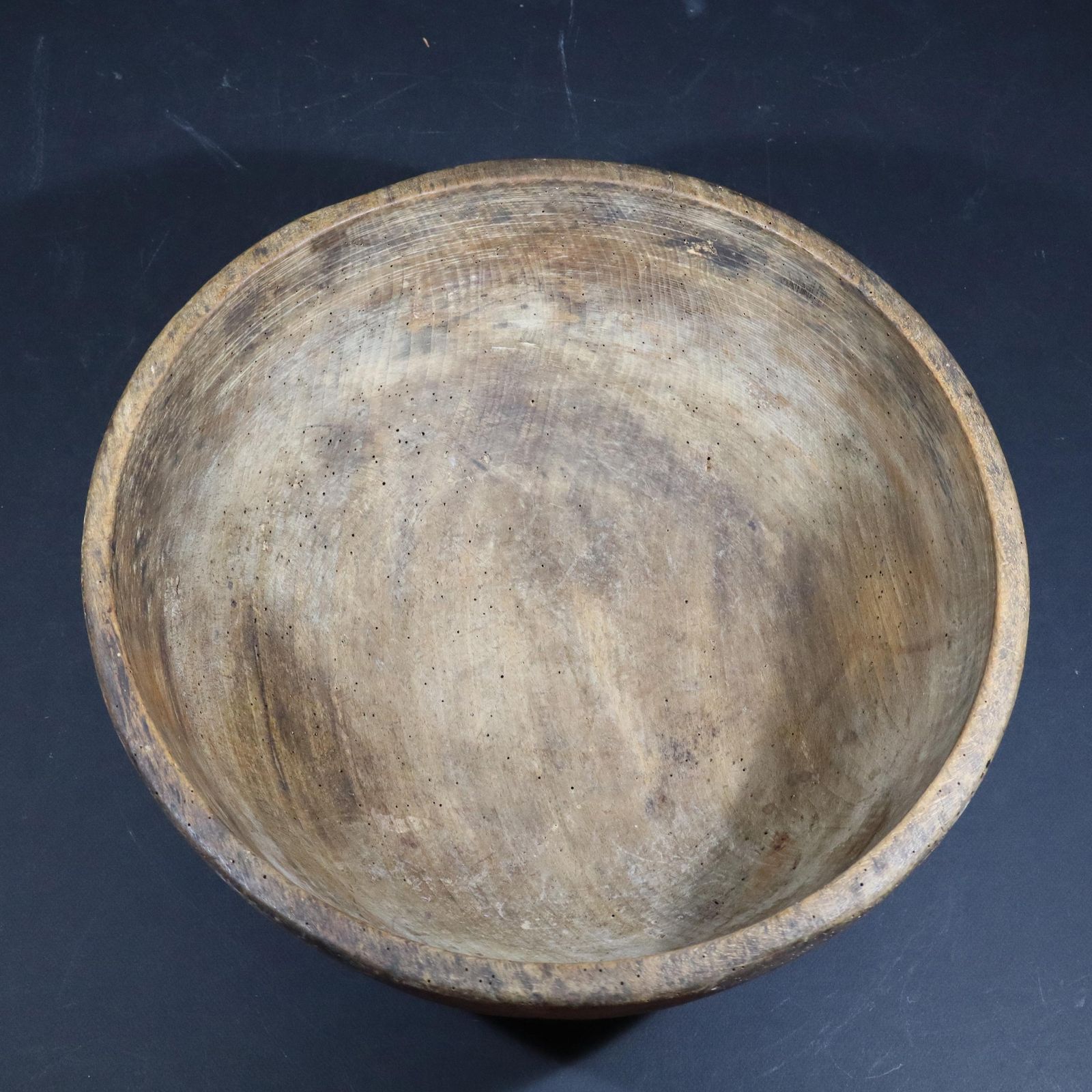 Antique Primitive French Wooden Bowl   Huge Hand Carved Farmhouse Dough photo for sale