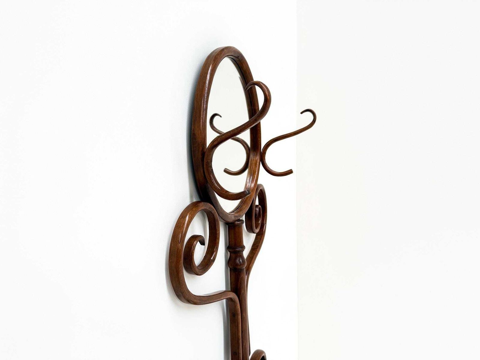 Antique Bentwood Shaving Or Hall Stand With Beveled Mirror, 1920s–1940s photo for sale