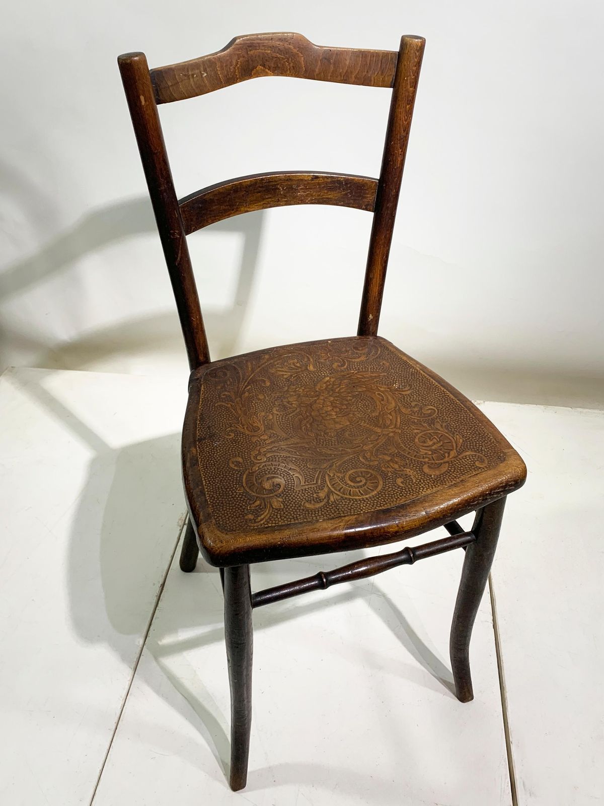 Pair A.M.Luther "Luterma" Art Deco Bentwood/Embossed Plywood Chairs Estonia/1920 photo for sale