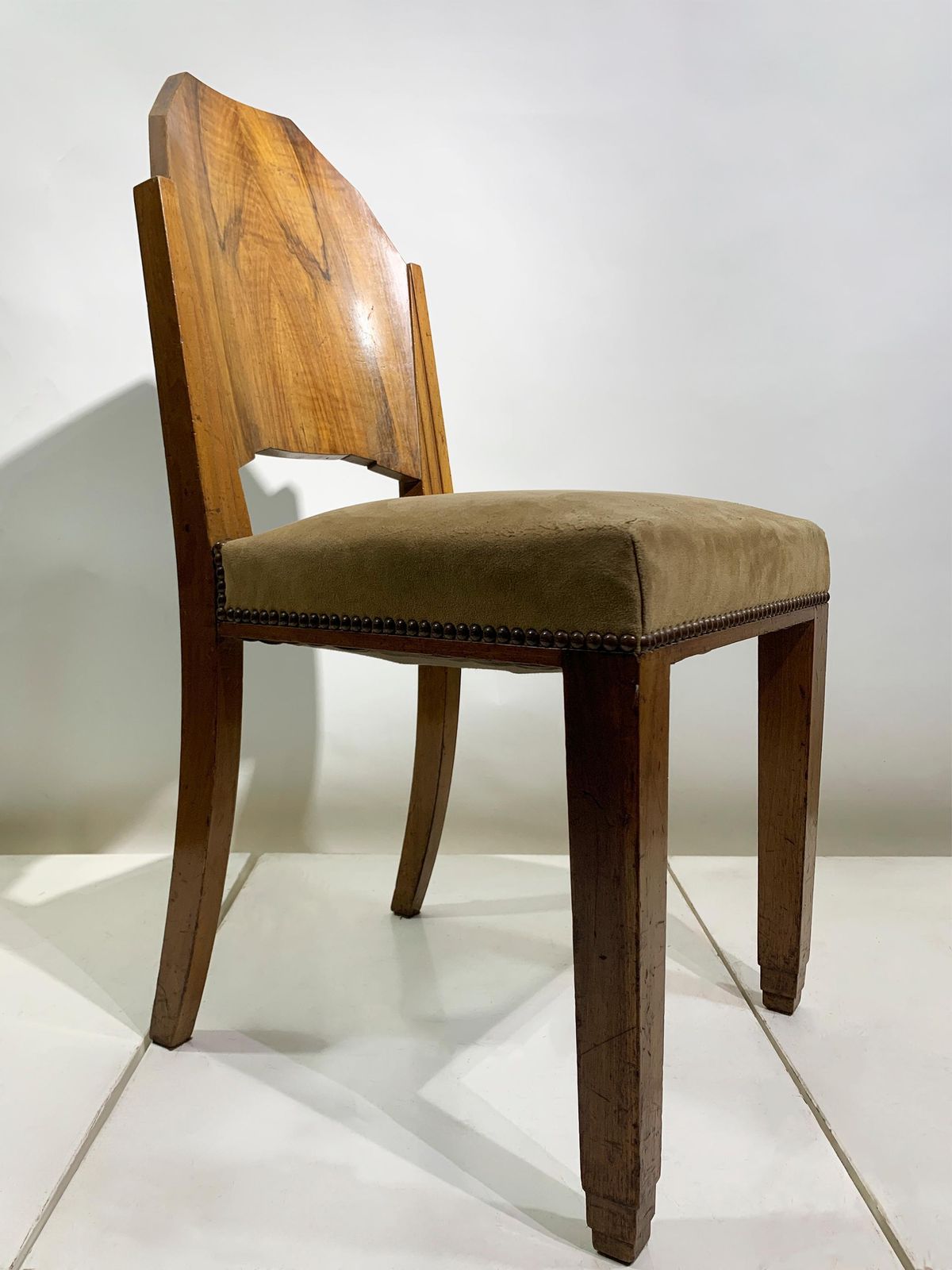 photo furniture Pair Of Art Deco Side Chairs With Geometric Backs, France, Circa 1930s