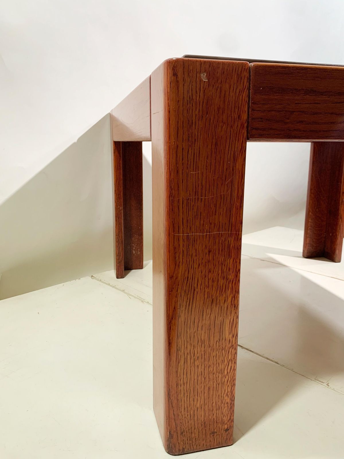 Mid 20th Century Leather And Wood Coffee Table, Circa 1960, France photo vinterior