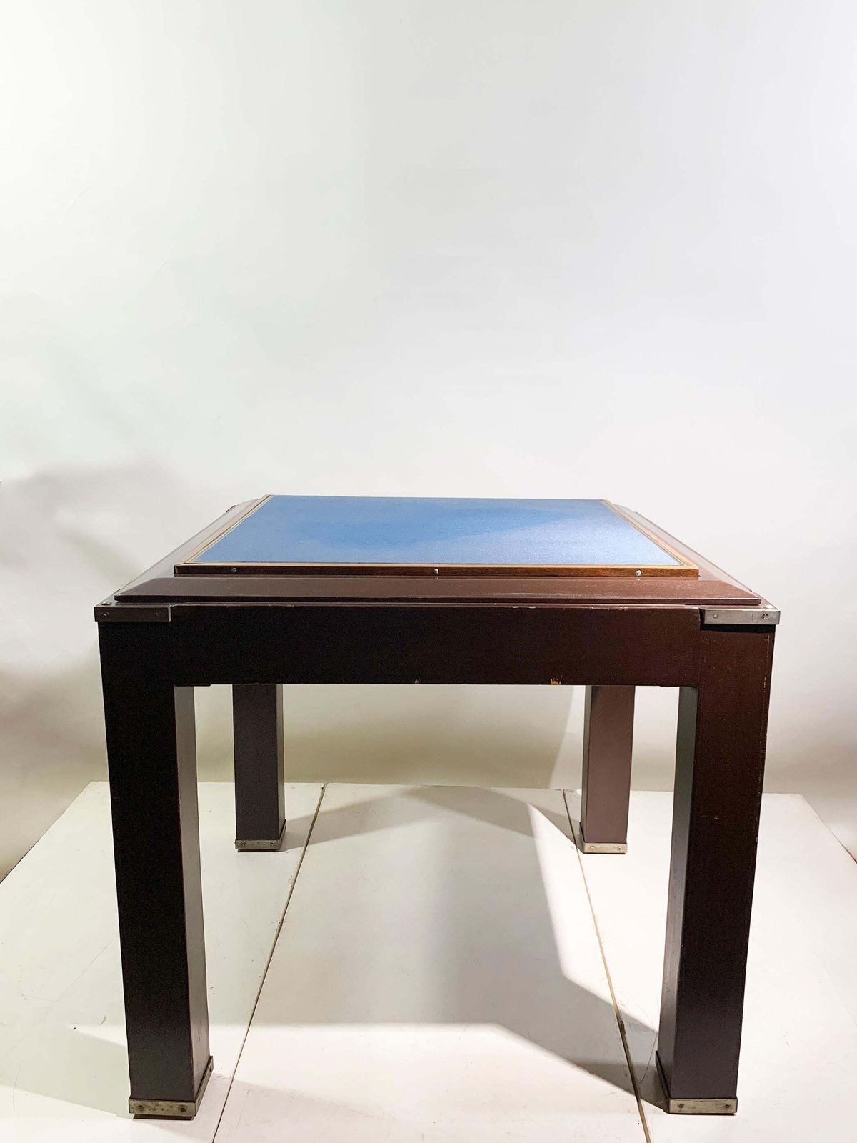 Vintage French Art Deco Game Table, Wood And Brass, Circa 1950 photo for sale