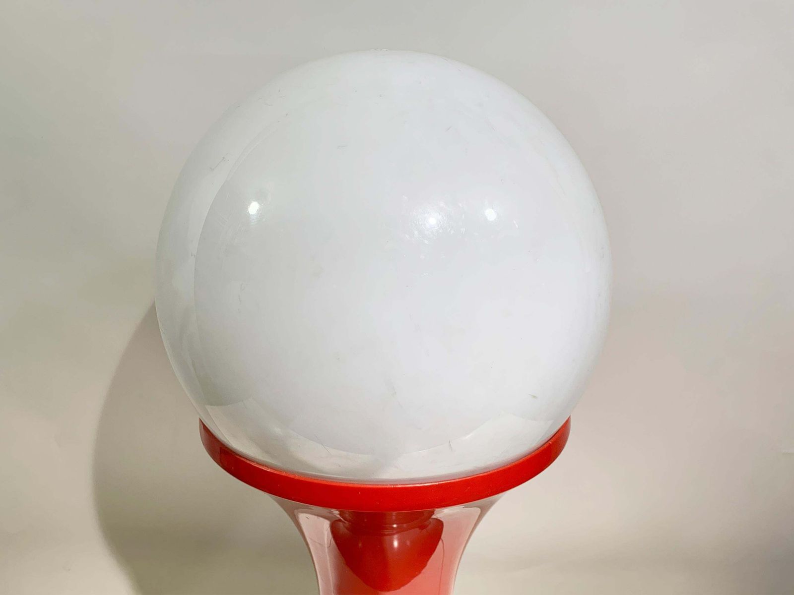Late 20th Century Space Age Floor Lamp In Red And White Plastic, Circa 1970 photo vinterior