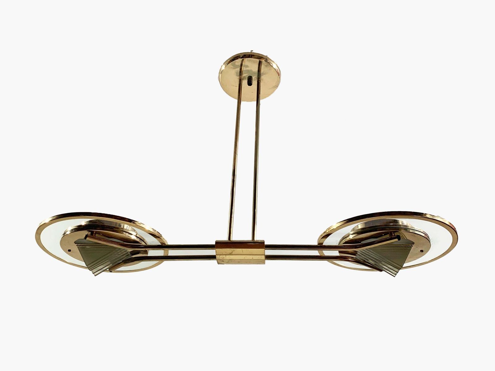 Art Deco Brass Chandelier, France, Circa 1930 photo furniture