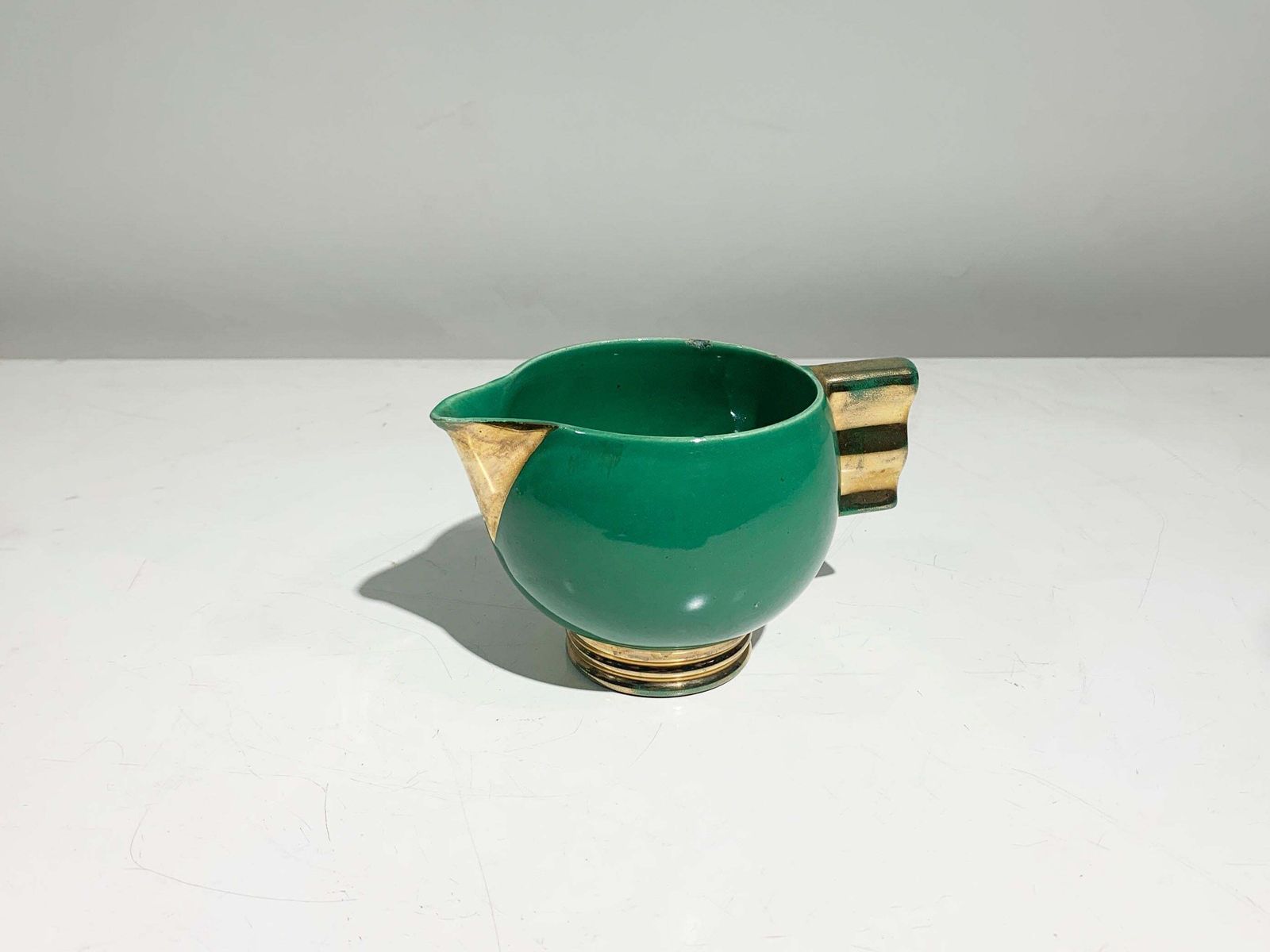 photo furniture French Art Deco Tea Service Set, Gold & Green Glazed Porcelain Marked Robj Paris