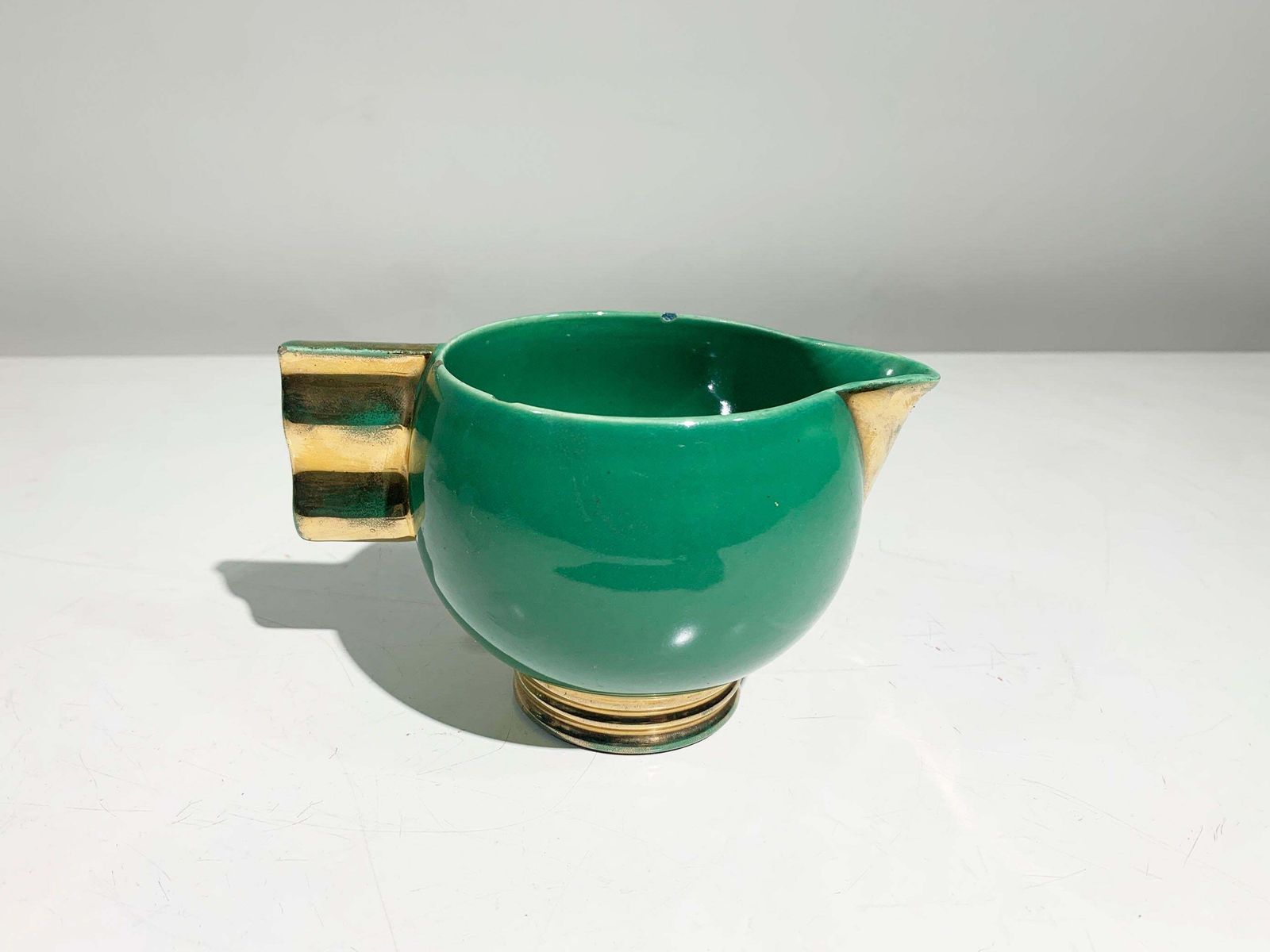 Home Decor French Art Deco Tea Service Set, Gold & Green Glazed Porcelain Marked Robj Paris photo
