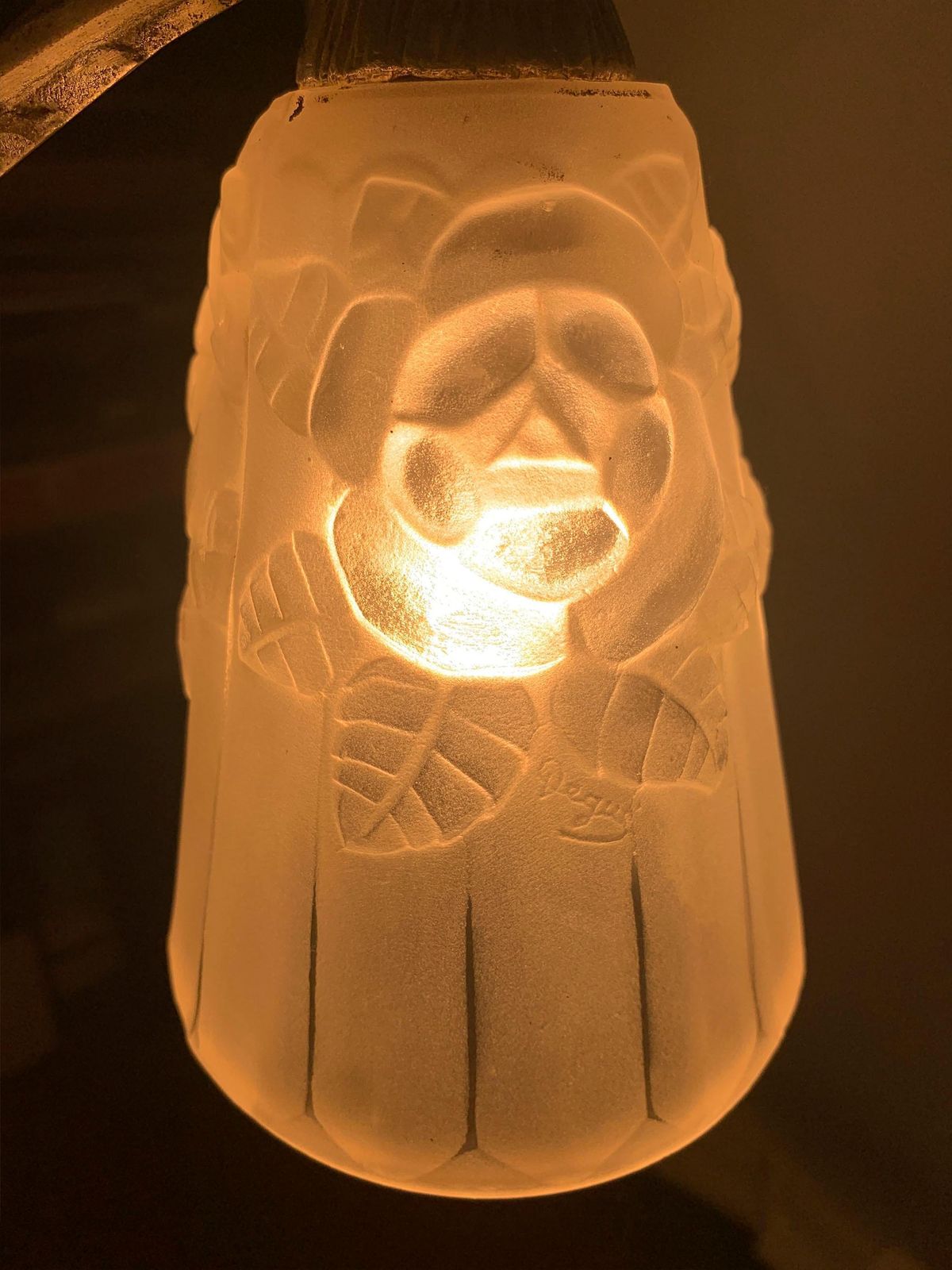 Lighting French Art Deco Chandelier Signed “Degué”, France, Circa 1930s photo