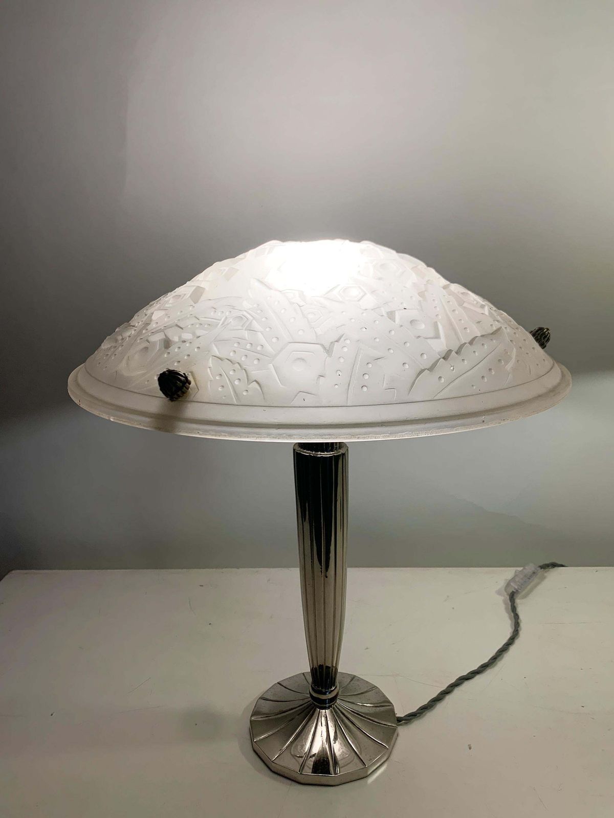 6031.0 Pair Of French Art Deco Table Lamps Signed “Muller Frères Luneville” photo