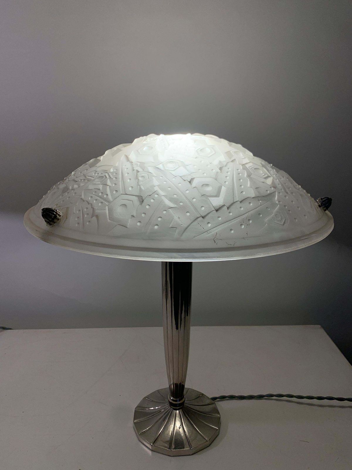 photo vinterior Pair Of French Art Deco Table Lamps Signed “Muller Frères Luneville”
