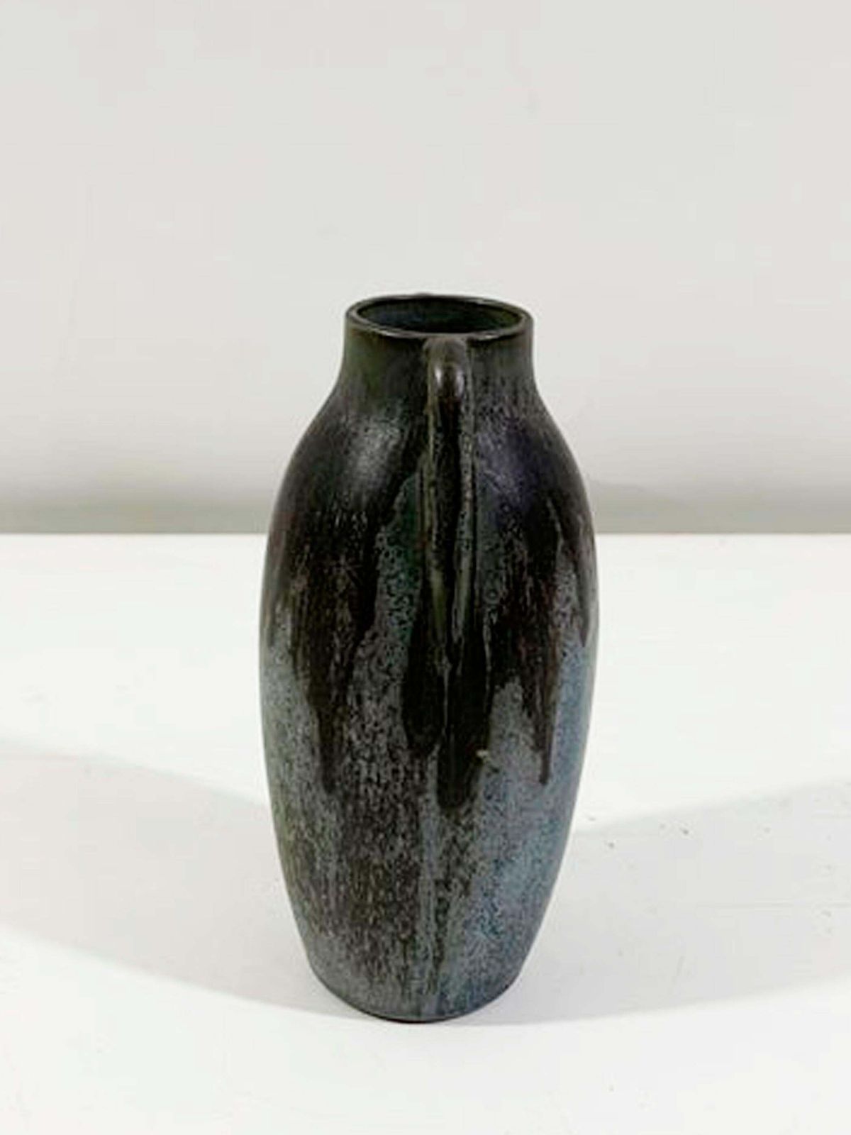 Glazed Ceramic Vase Stamped Denbac, 1940's photo vintage