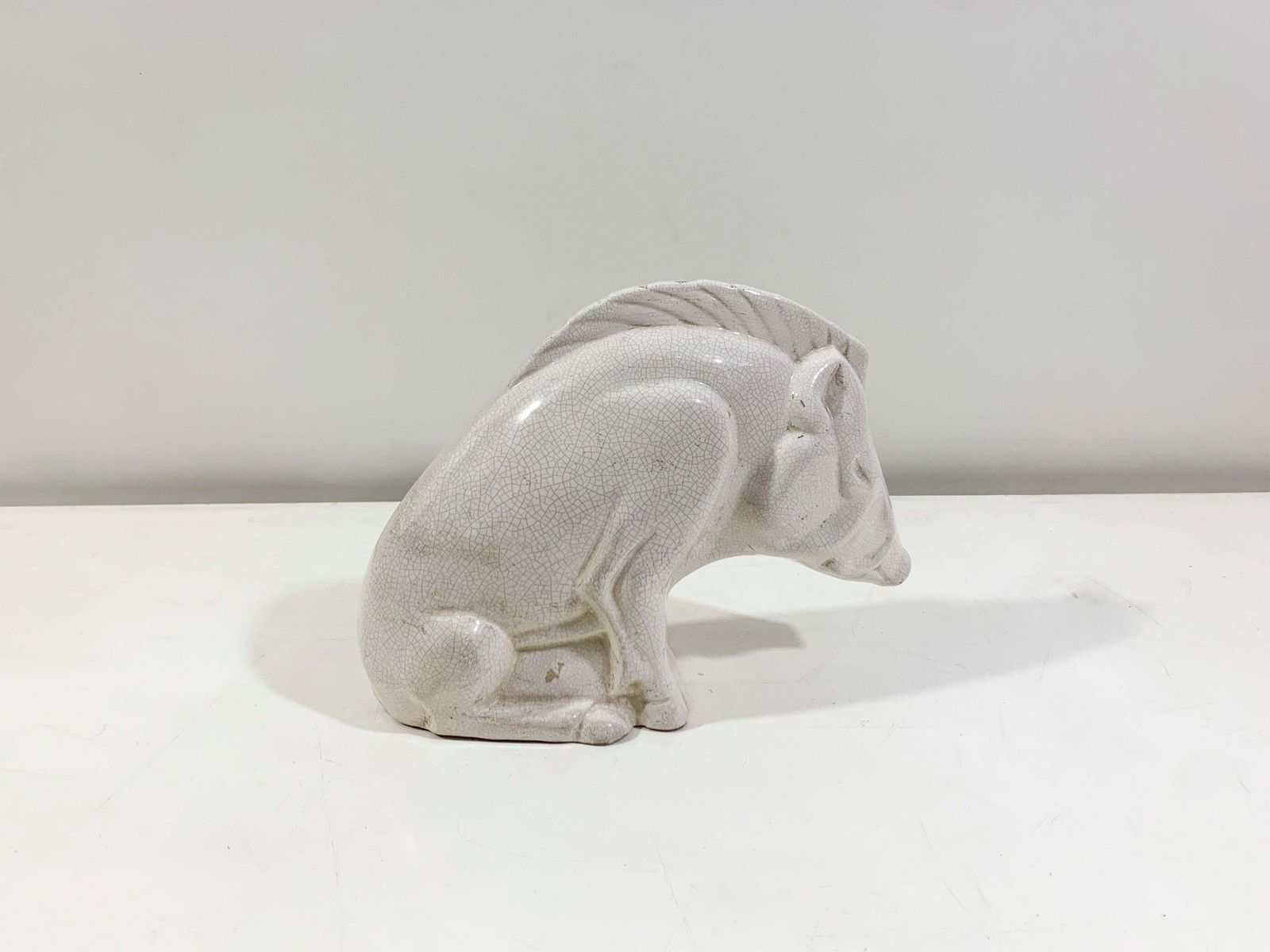 Vintage Art Deco "The Wild Boar" Sculpture Signed " Longwy " photo for sale