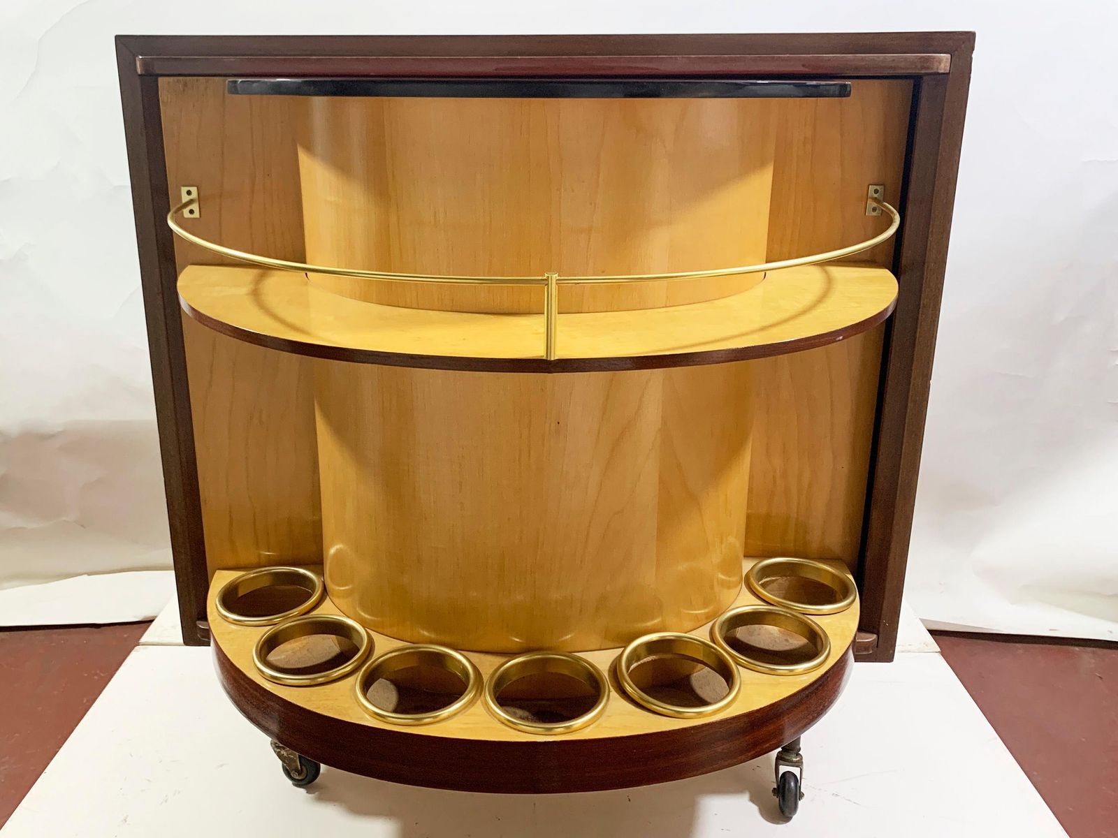 photo for sale Mid Century Modern Revolving Dry Bar Cabinet, Circa 1950's