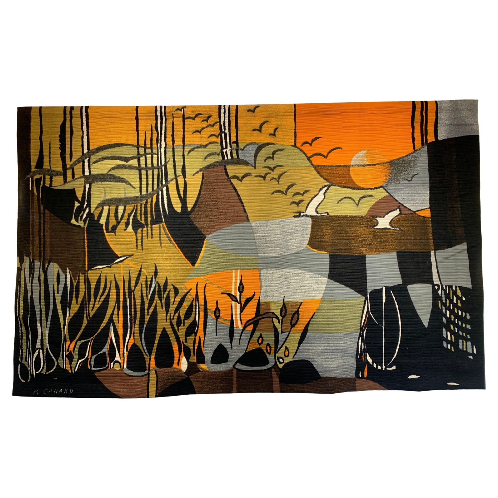 Vintage 20th Century Hand Woven Tapestry Signed By Michele Cahard