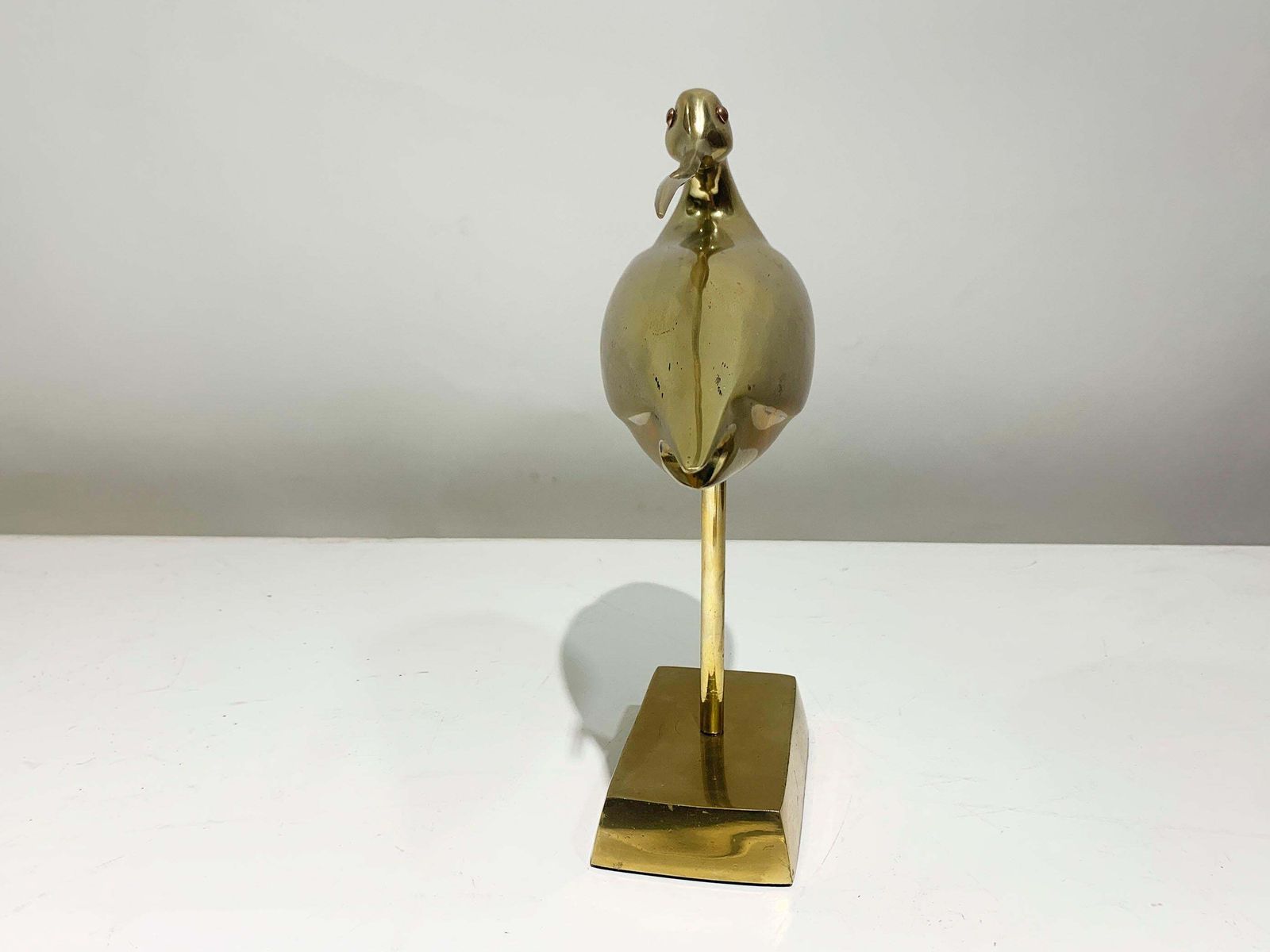 Mid 20th Century Long Billed Curlew Bird Statue In Brass, 1970 photo Art