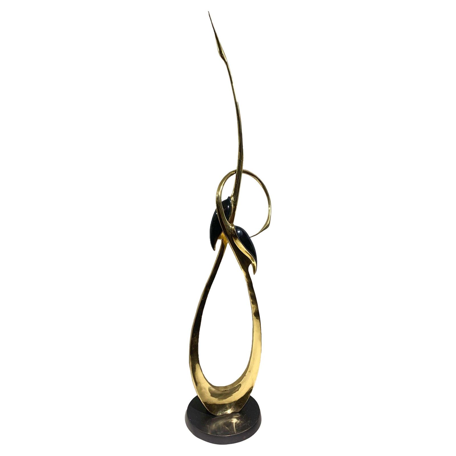 Mid Century Entwined Cranes Sculpture, Brass, Attributed To Boris Lovet Lorski