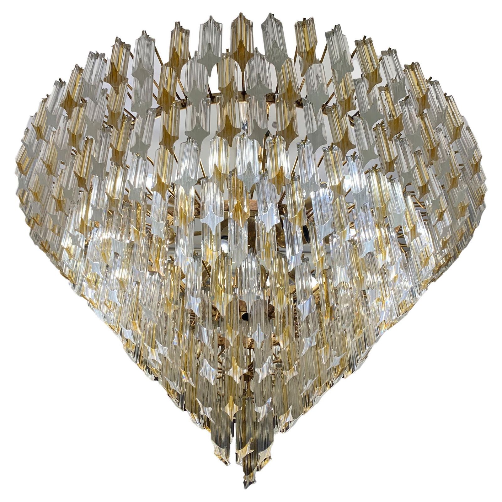 Quadriedro Murano Glass Chandelier By Venini , Circa 1960s