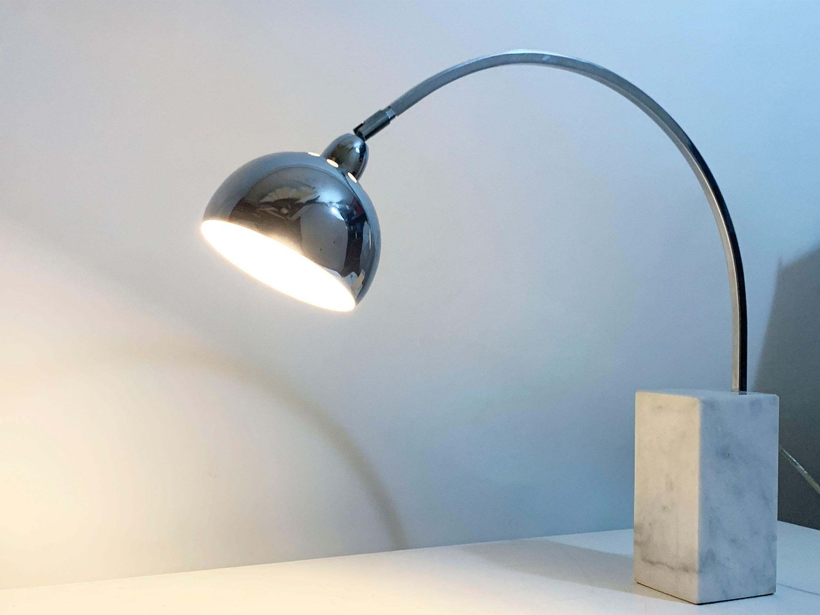 Mid Century Mini Arco Table Lamp In The Style Of Achille Castiglioni photo vintage