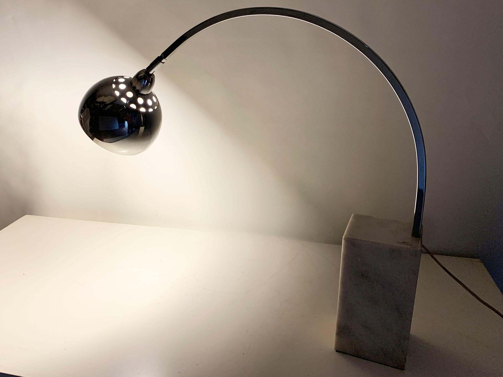 1661.0 Mid Century Mini Arco Table Lamp In The Style Of Achille Castiglioni photo