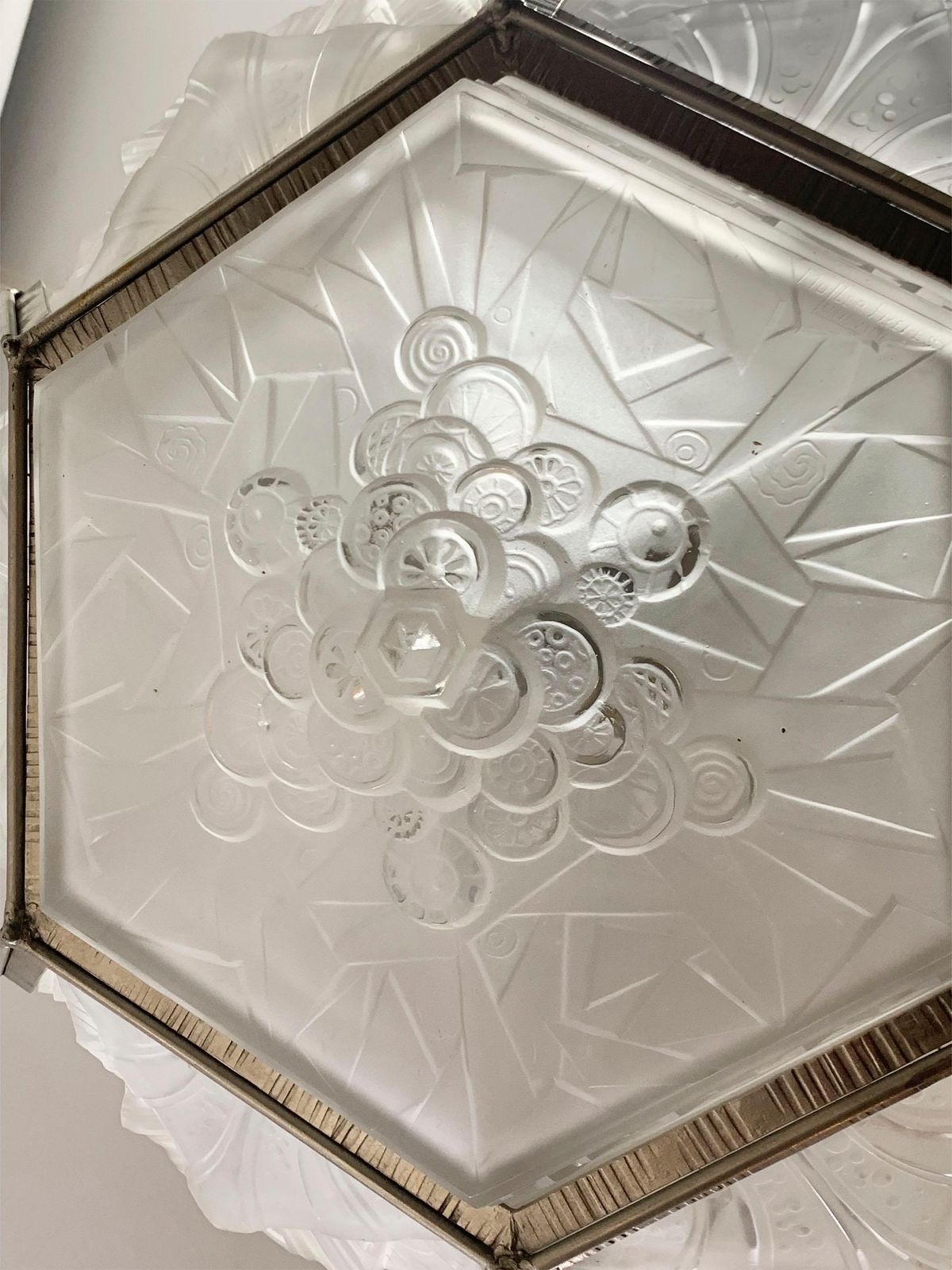 Art Deco Chandelier, Glasses Signed Muller Frères Luneville photo 12845.0