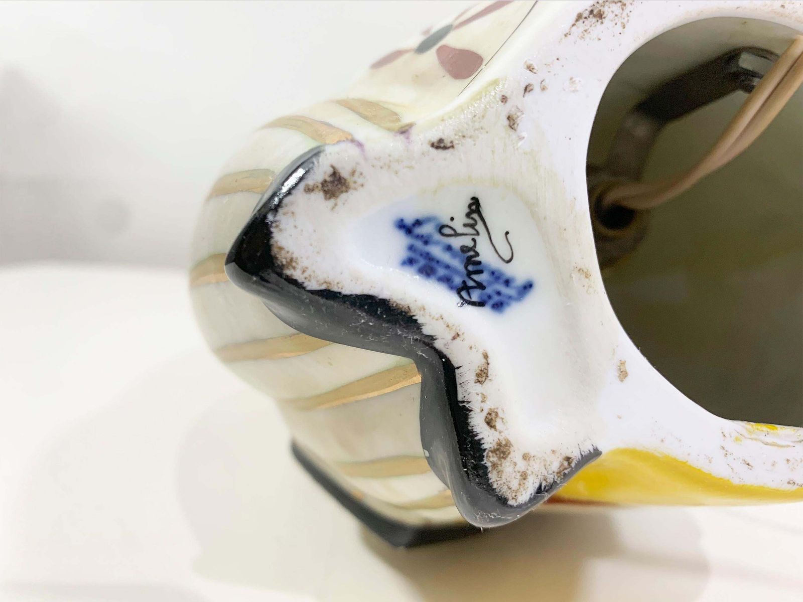 Art Deco Ambient/Perfume Porcelain Table Lamp Signed Amelin / "Limoges France" photo buy