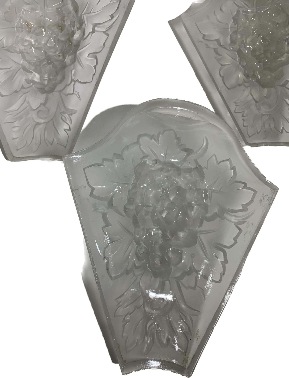 French Art Deco Chandelier In Lorrain Press Molded Glass photo buy