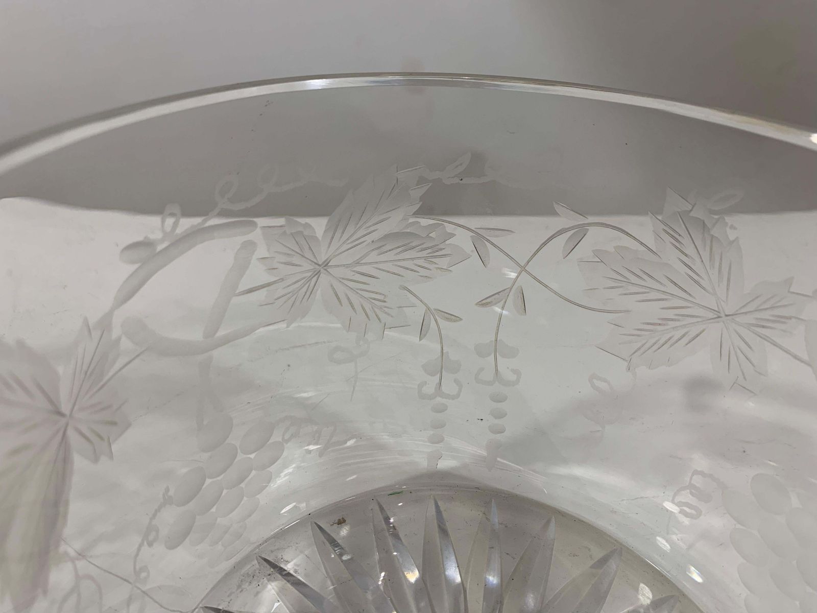 Mid 20century Bartlett Collins, Frosted & Etched Grapes Ice Bucket/ Serving Bowl photo buy