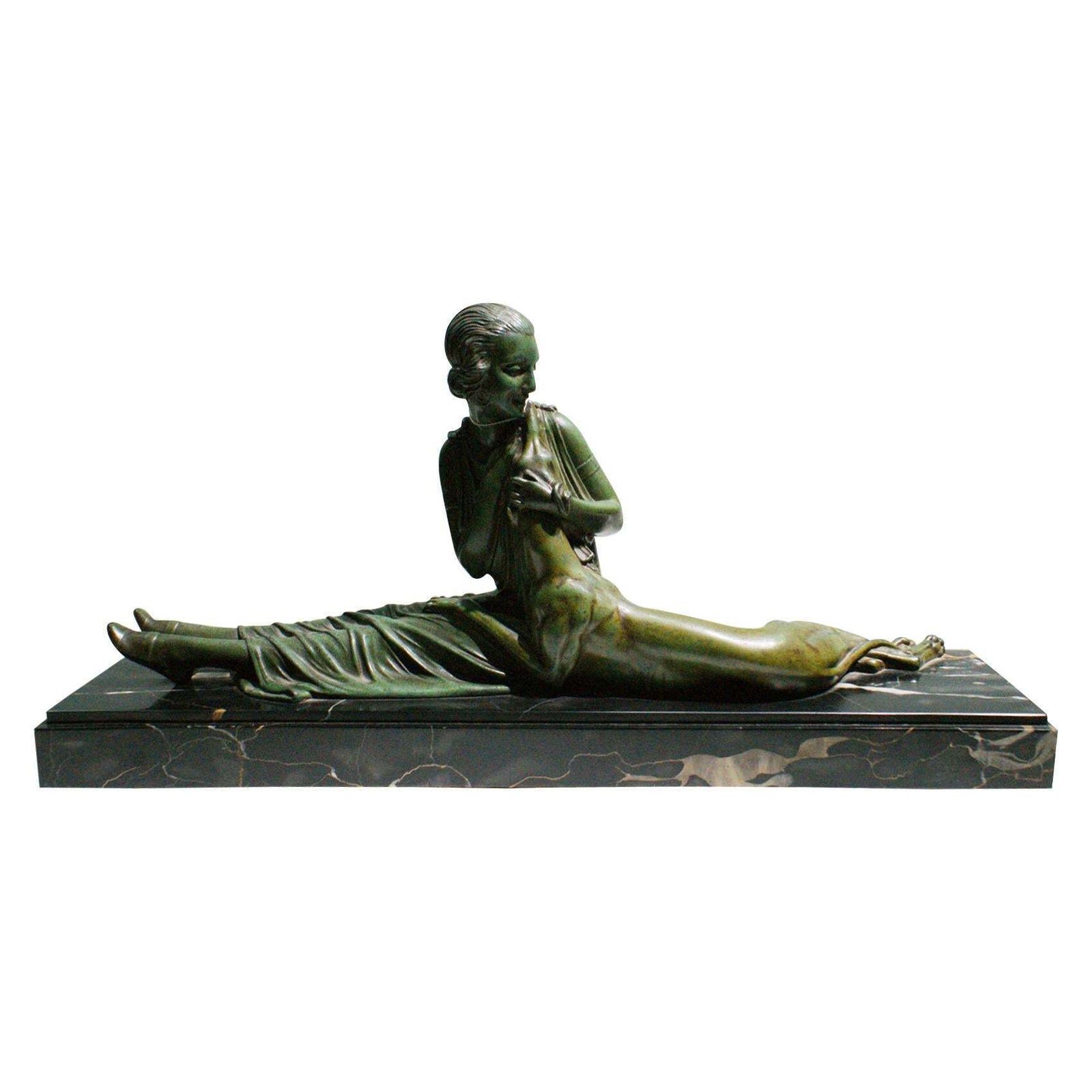 “Elegant Lady” Stunning Large Art Deco Sculpture Signed By D.H Chiparus