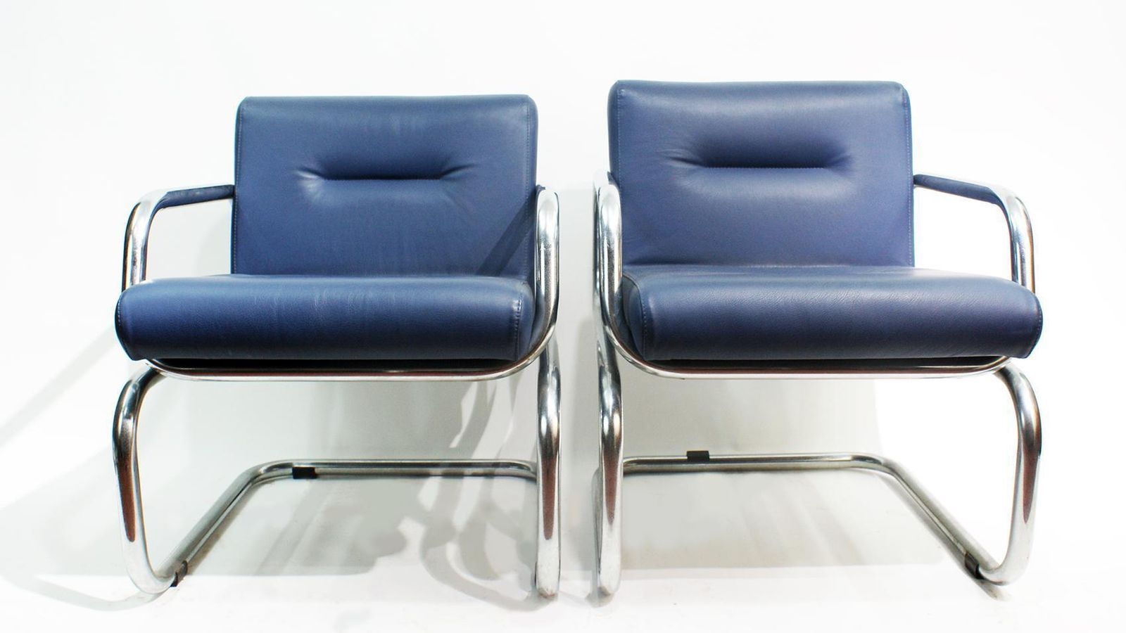 Pair Of Cantilever Leather Lounge Chairs Manufactured By Thonet In 1980 photo furniture