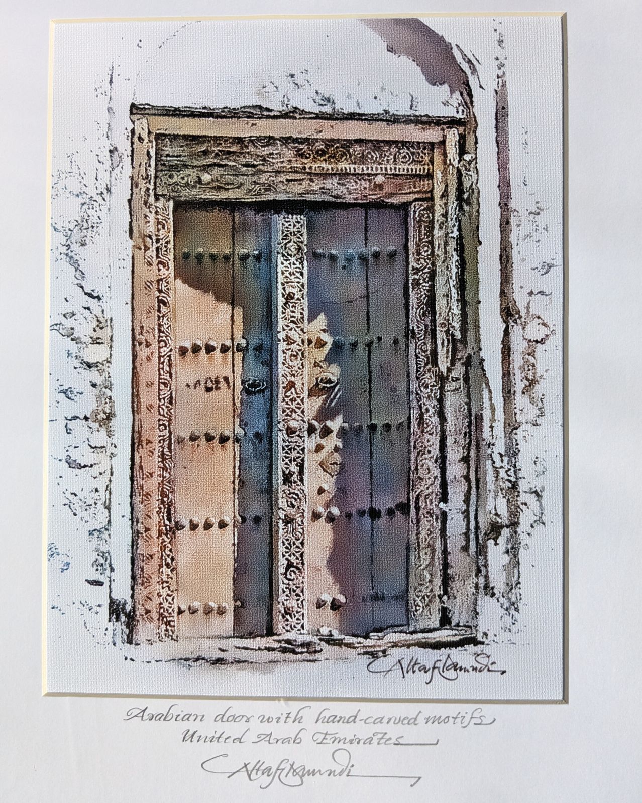 photo for sale Vintage Set Of Three Framed Painted Prints Of Arabian Doorways