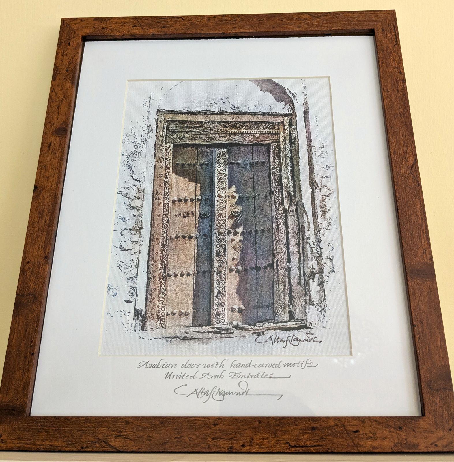 photo vinterior Vintage Set Of Three Framed Painted Prints Of Arabian Doorways