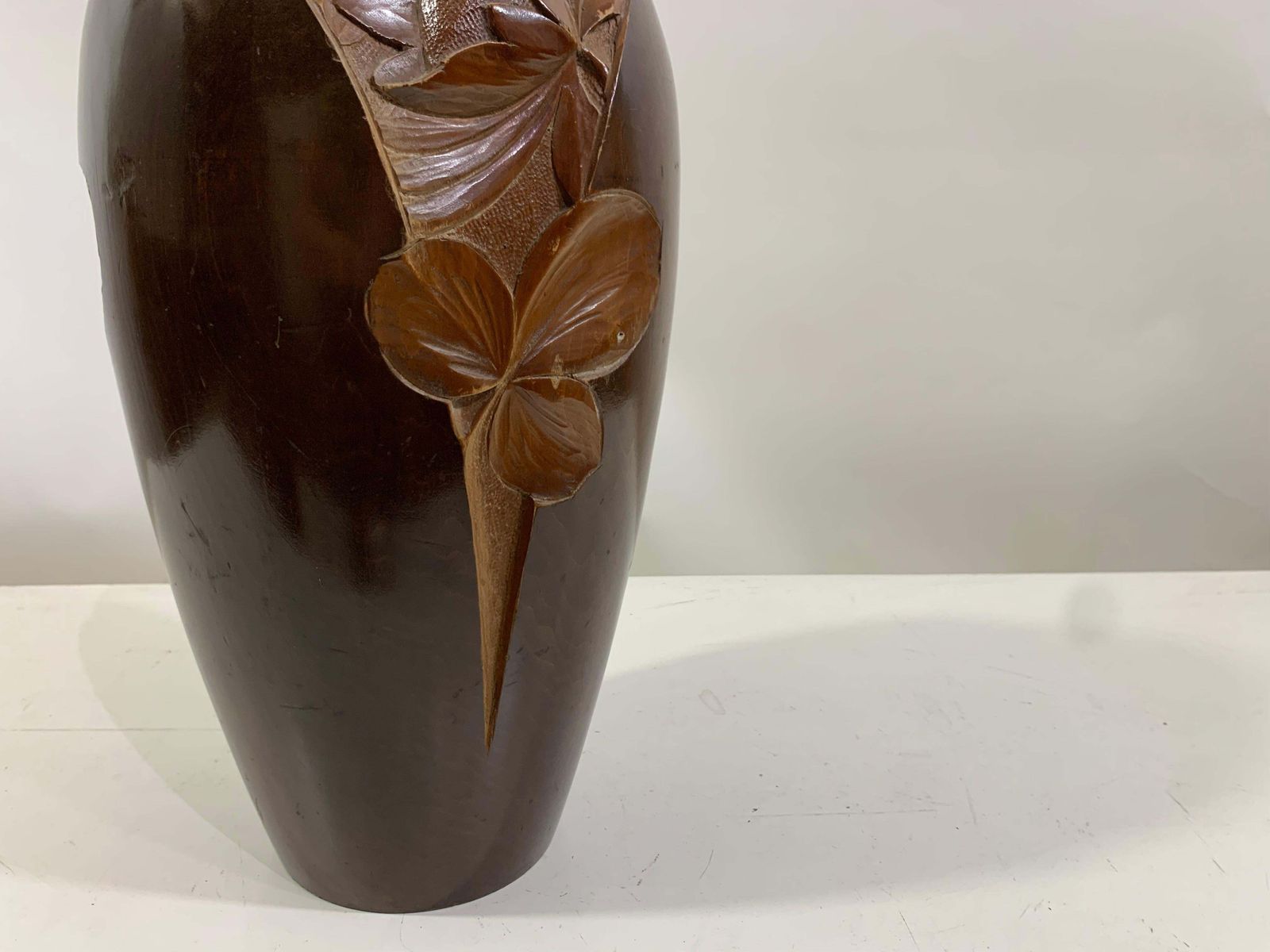 Mid   20th Century Vintage Hand Carved Wooden Vase 2 Signed Dupia photo Home Decor