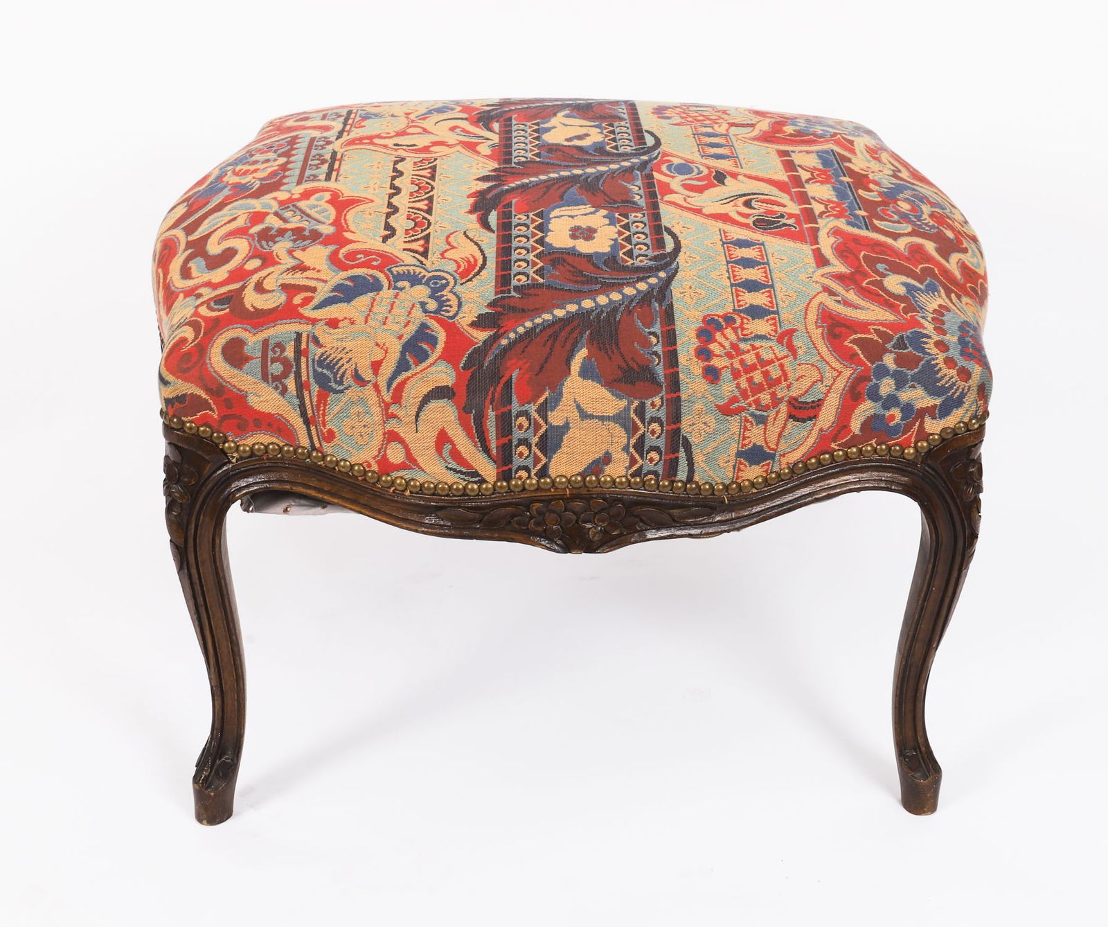 Pair Large French Louis XIV Revival Walnut Stools Circa 1880 19th C photo for sale