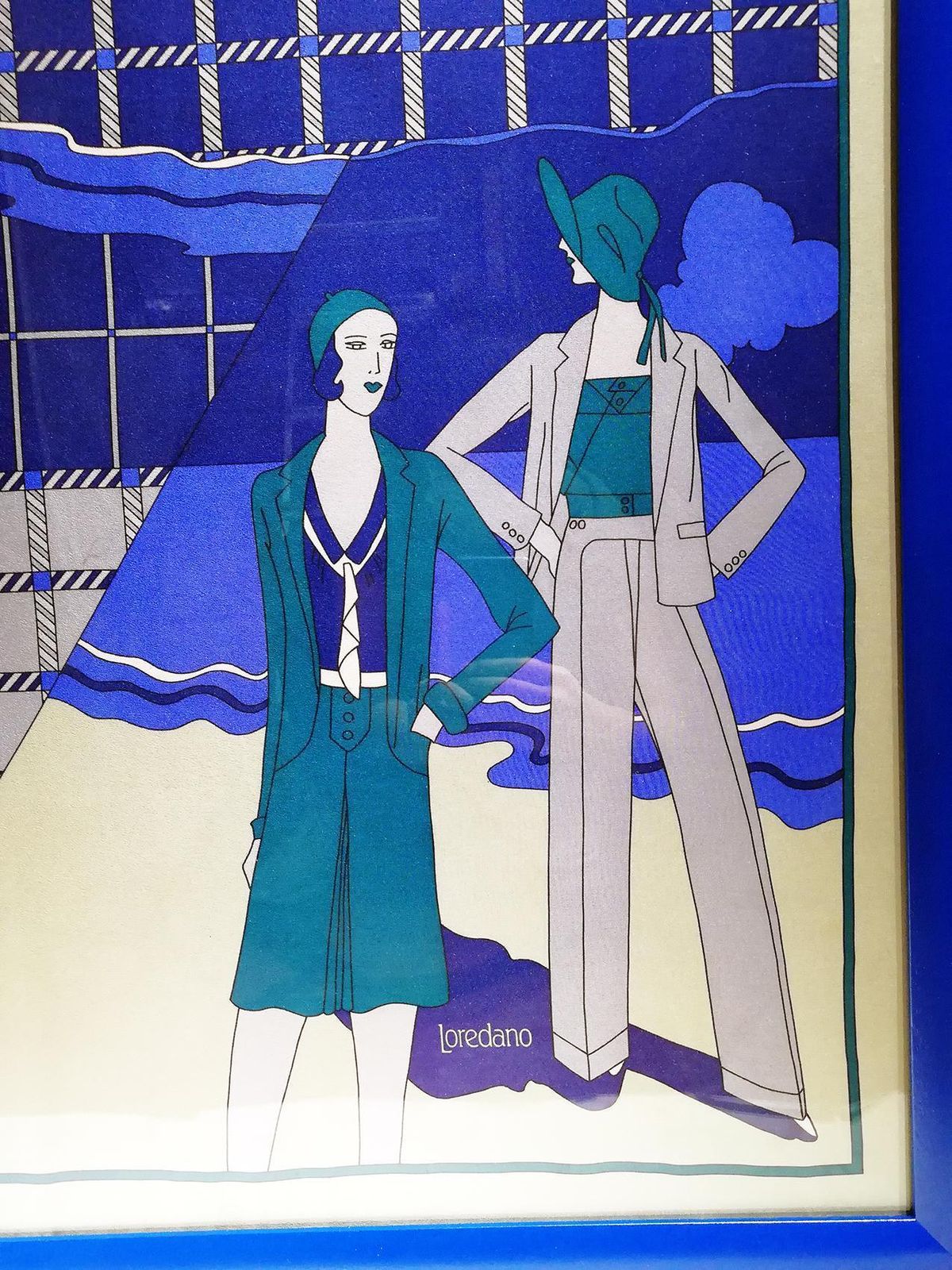 Loredano, Framed Vintage Silk Scarf, Circa 1980 photo vinterior