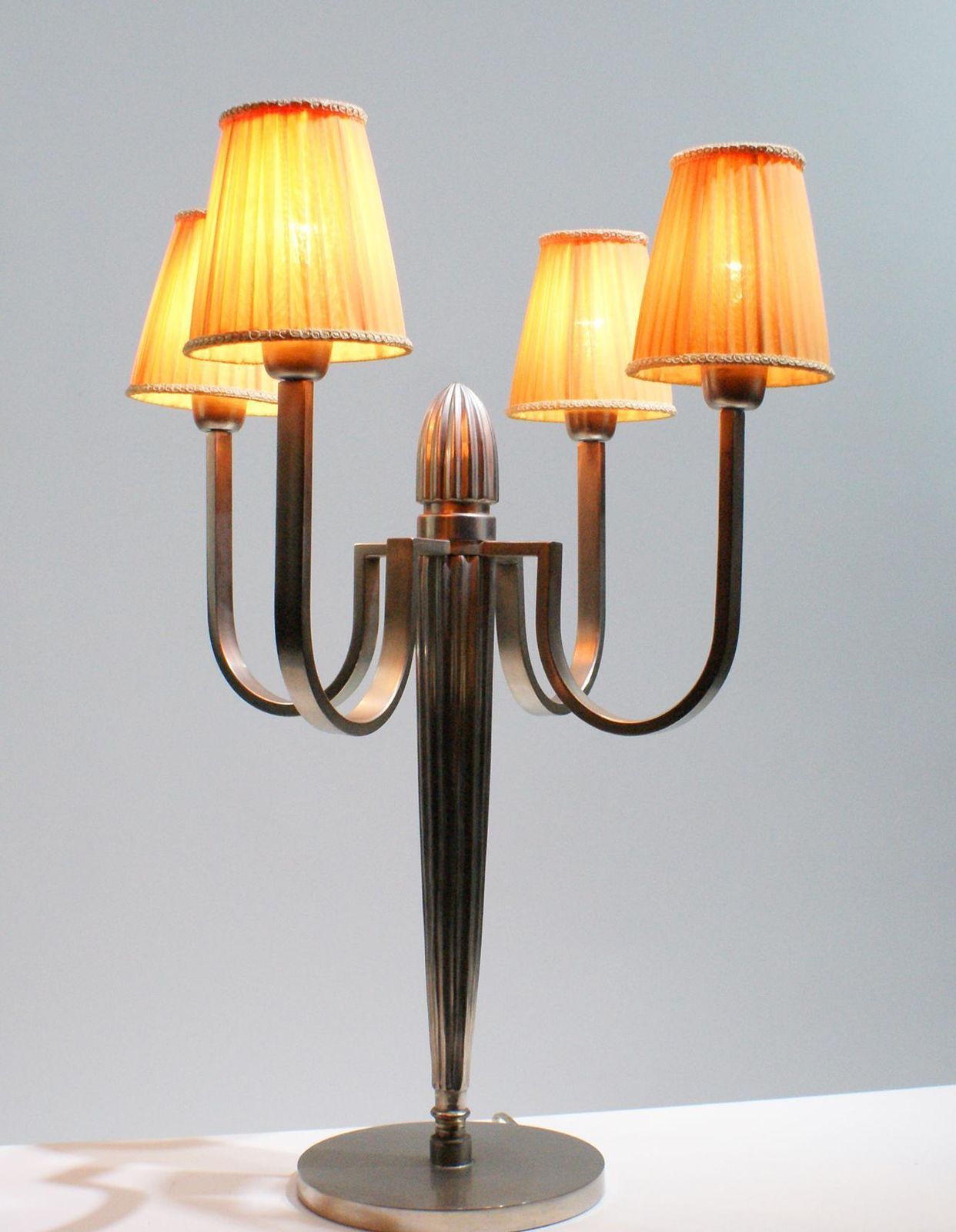 Stunning Pair Of Art Deco Table Lamp In The Style Of J.E Ruhlmann photo vinterior