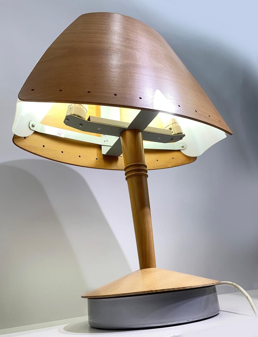 Midcentury French Design Wooden Table Lamp By Lucid, 1970s photo 1874.0