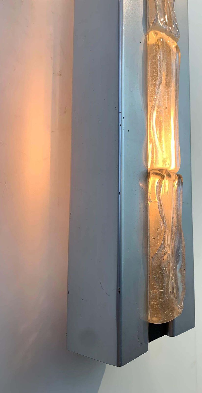 Pair Of French Art Deco Sconces With 5 Saint Gobain Glass Bricks, Circa 1970 photo for sale