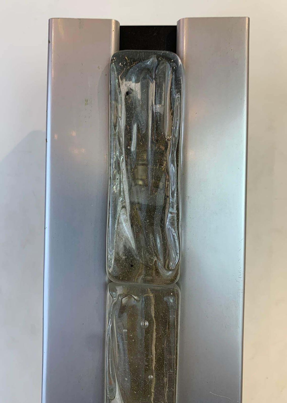 Pair Of French Art Deco Sconces With 5 Saint Gobain Glass Bricks, Circa 1970 photo vintage