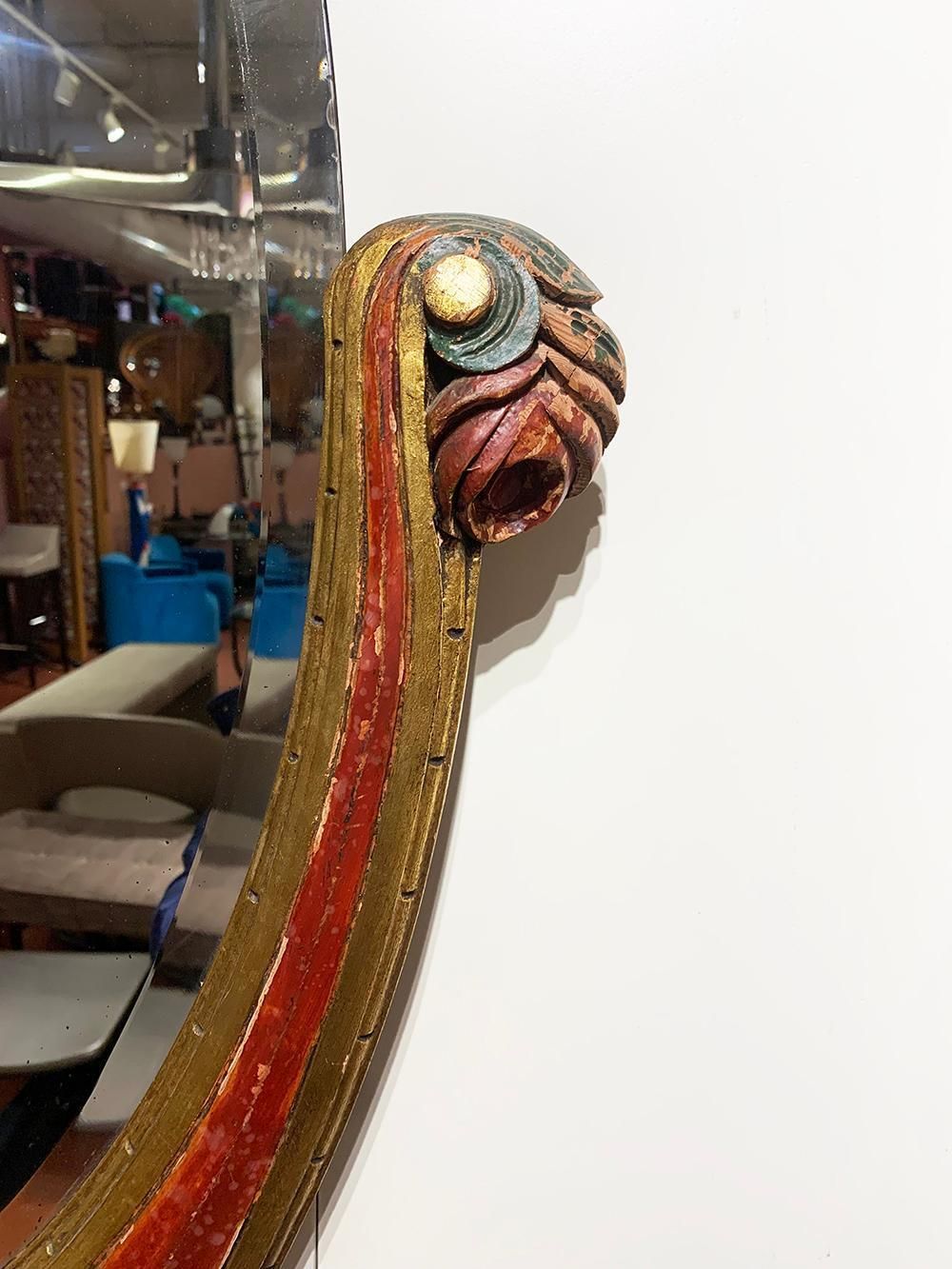 Hand Carved Art Nouveau Wood And Beveled Mirror photo 1963.0