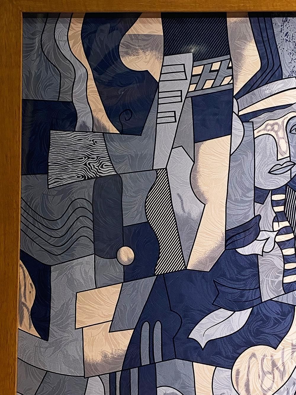 Anne De Sevil Figurative Framed Silk Scarf In The Style Of Pablo Picasso, France photo vintage