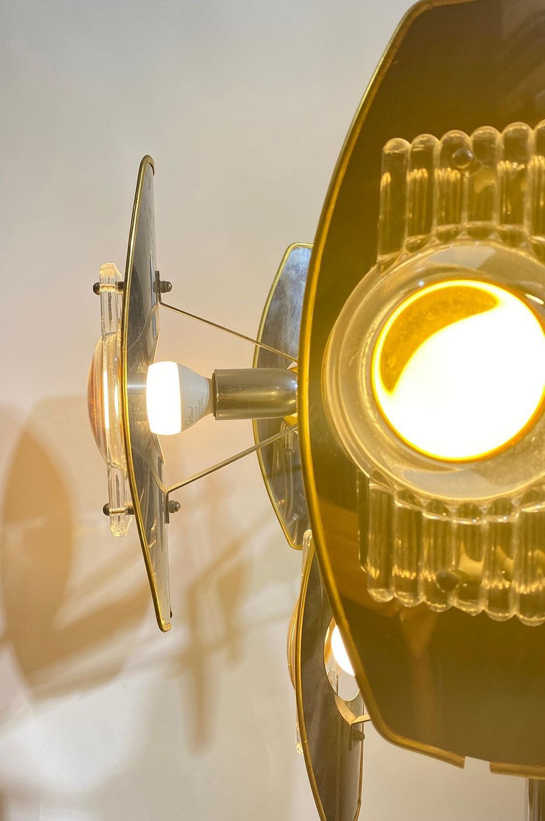 Oscar Torlasco Impressive Chrome And Glass Lens Chandelier, Italy, 1960 photo vinterior