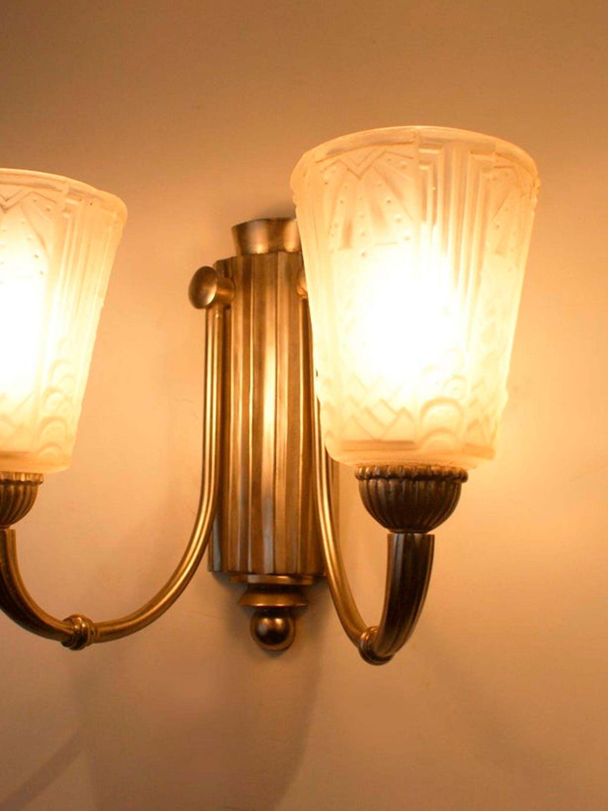 Stunning Pair Of Art Deco Wall Sconces Signed "Muller Freres Luneville" photo buy