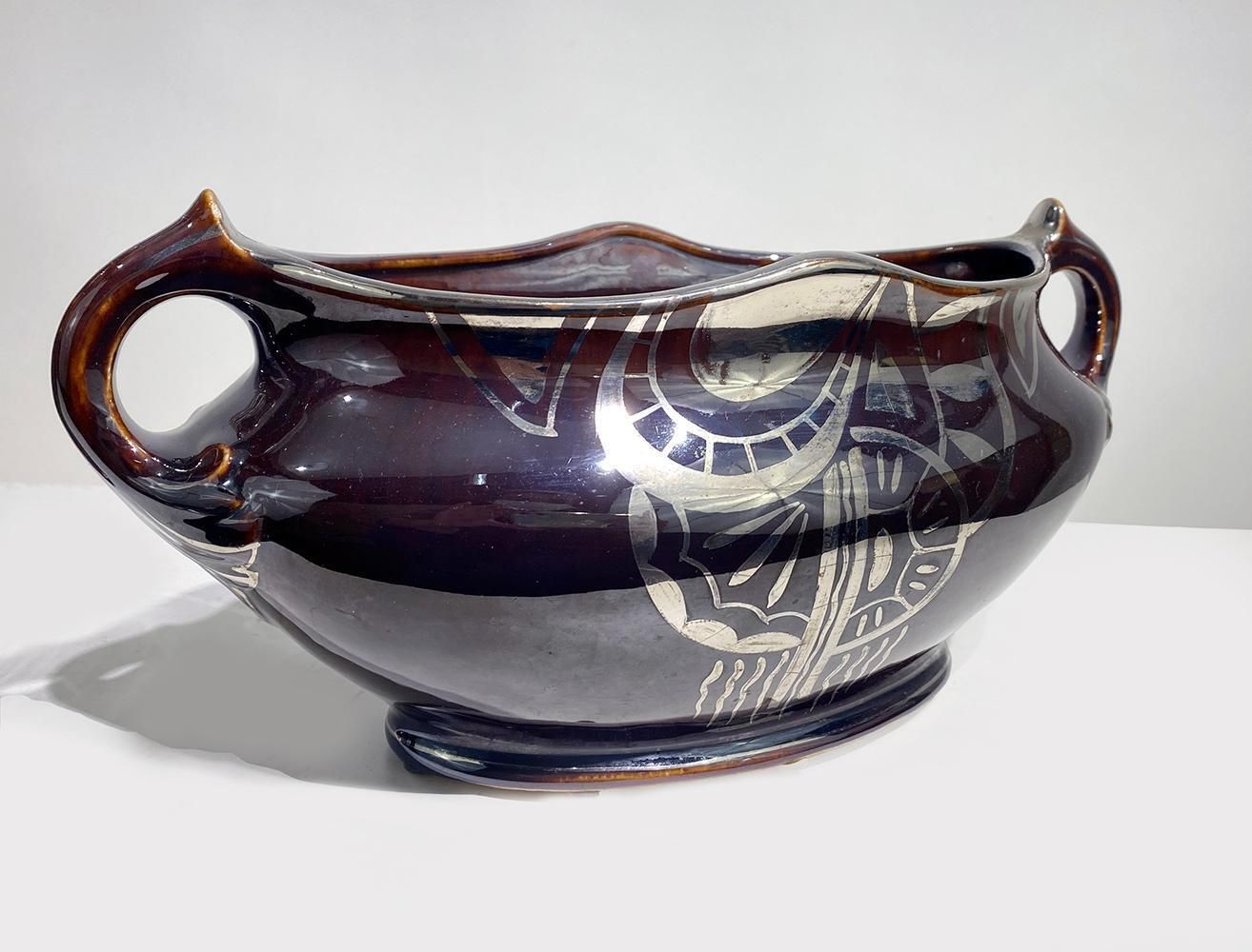 French Art Nouveau Garniture Set Vases & Jardinière, Early 20th Century photo for sale