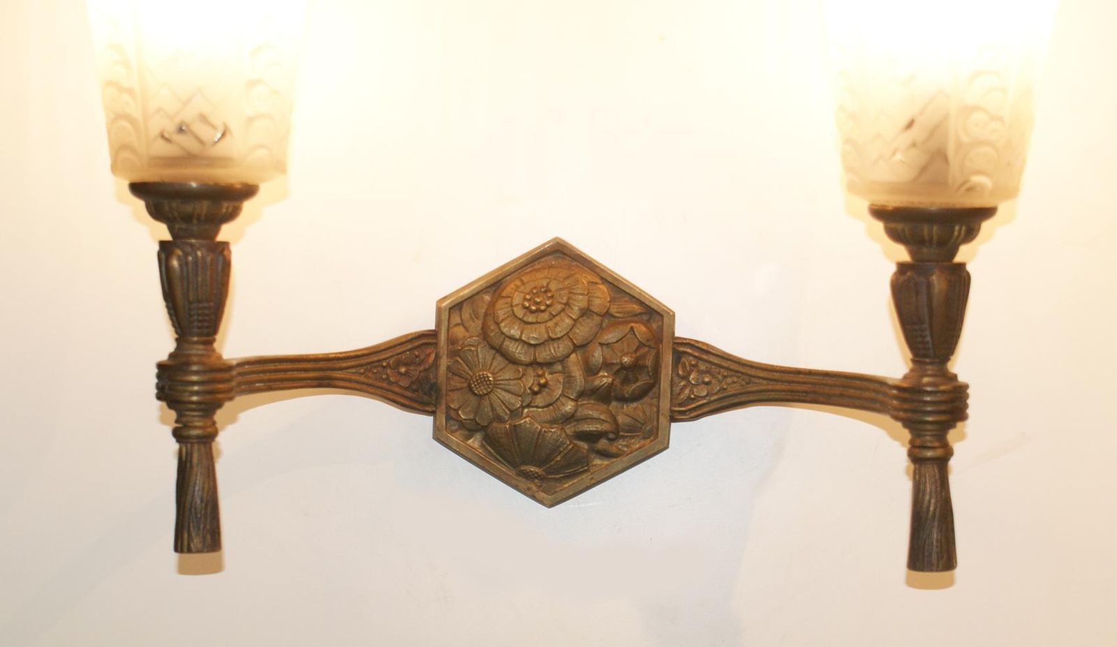 Pair Of Art Deco Sconces Signed Muller Freres Luneville photo furniture
