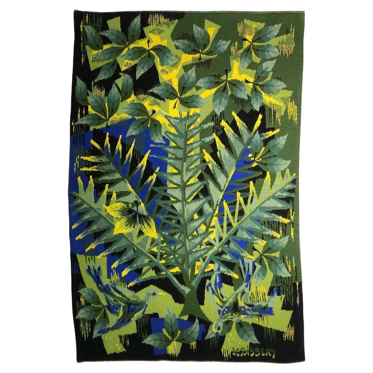 "Frondaison" Wall Tapestry By J.C Bissery From The 1970s, Signed And Numbered